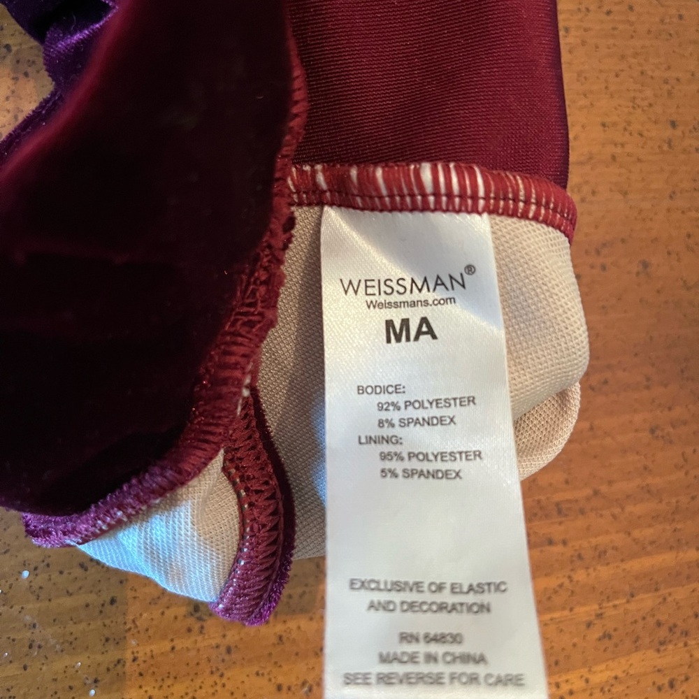 Weissman Mixify Black Cherry 2-Piece Velvet Dance Costume - Medium Adult - Picture 6 of 12